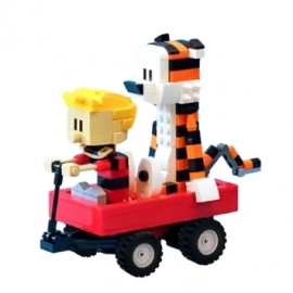 shooting Game Calvined and Hobbes Tiger Model Building Blocks Classic Anime Action Figures Bricks Toy Children Gift