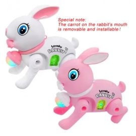 New Cartoon Electronic Walking Rabbit Toy Music Lovely Luminescent with Traction Rope Toys Crawling Toys(color randomly sent)